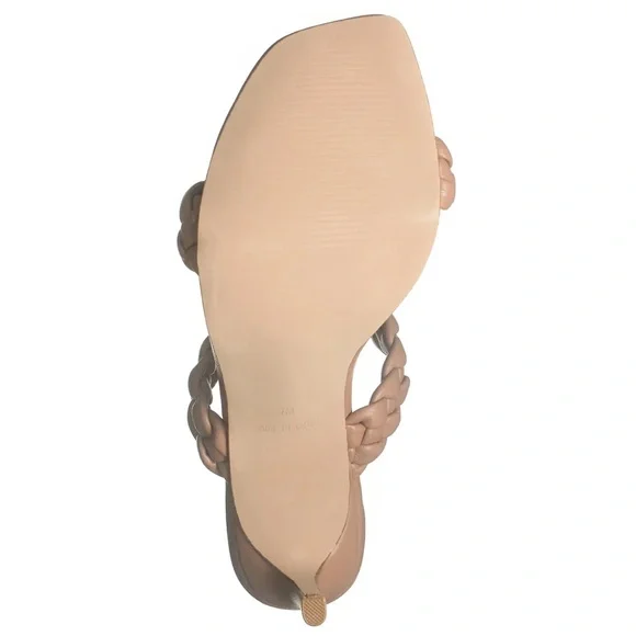 STEVE MADDEN Heels Prema Braided Sandal Tan Braided Vamp Kitten Heel NIB - Picture 5 of 8